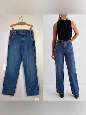 Express High Waisted Dark Wash Wide Leg Jeans